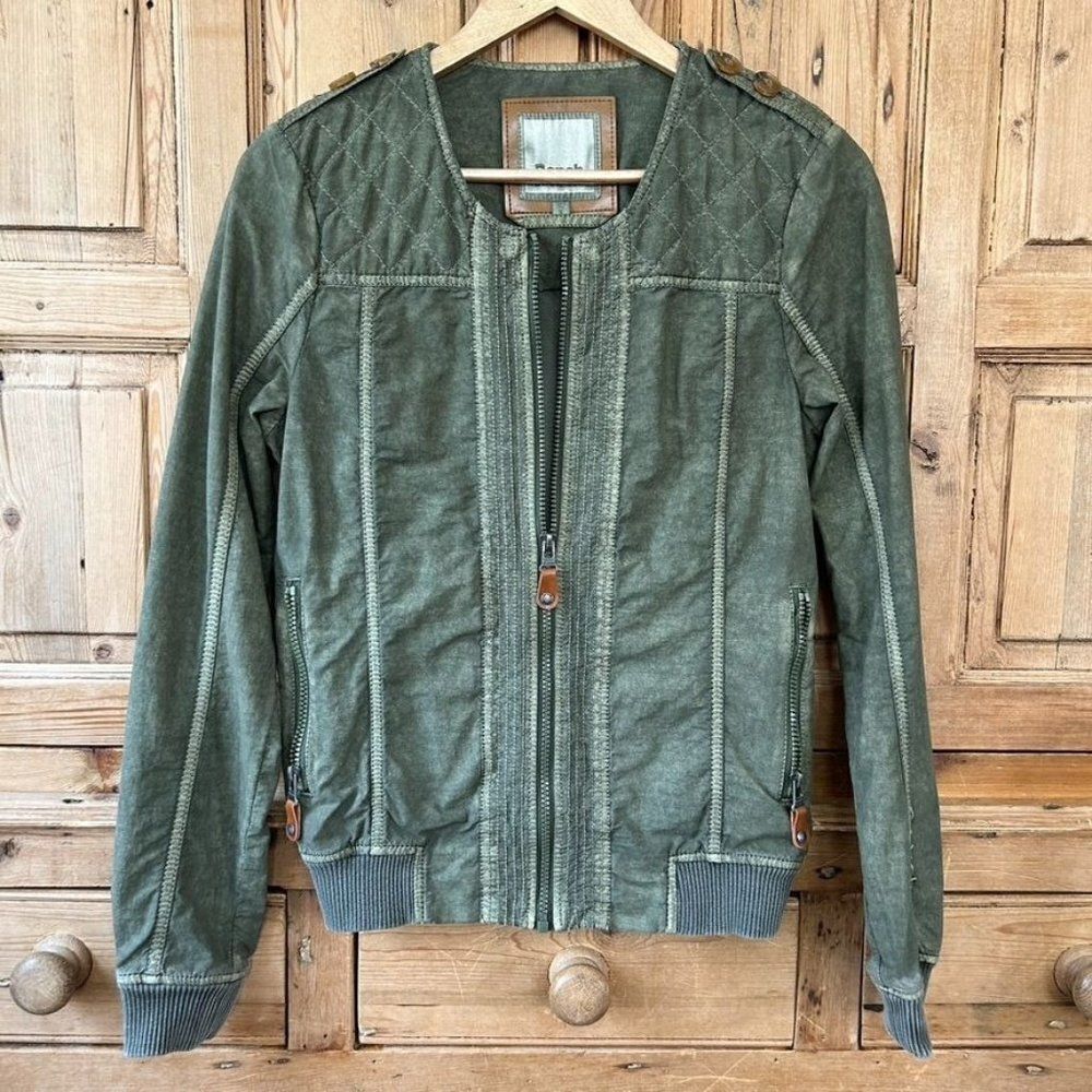 Women's Bench Small Green Washed Cotton Full Zip Jacket
